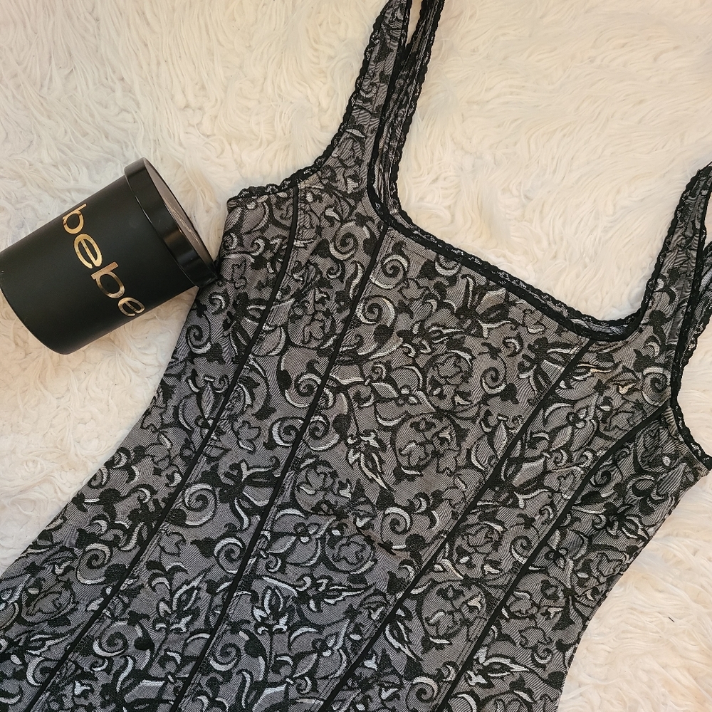 Black and gray corset floral tank top